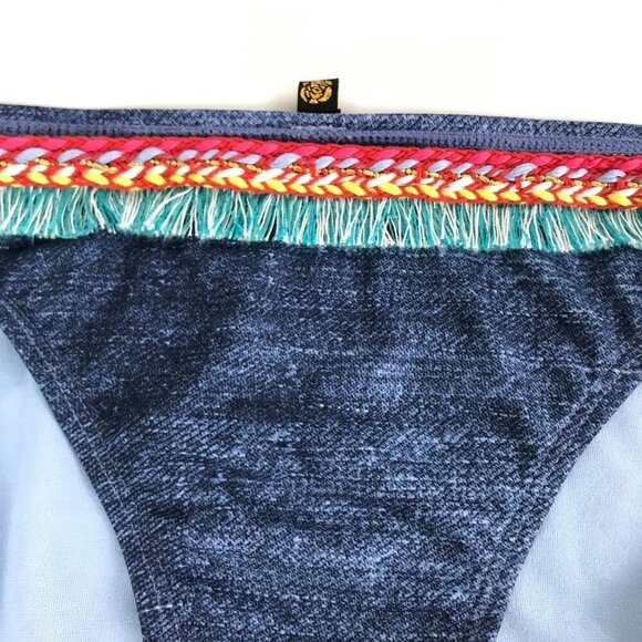 Aqua Blue Braid & Fringe Bikini Bottom Size Medium NWOT - Picture 3 of 8